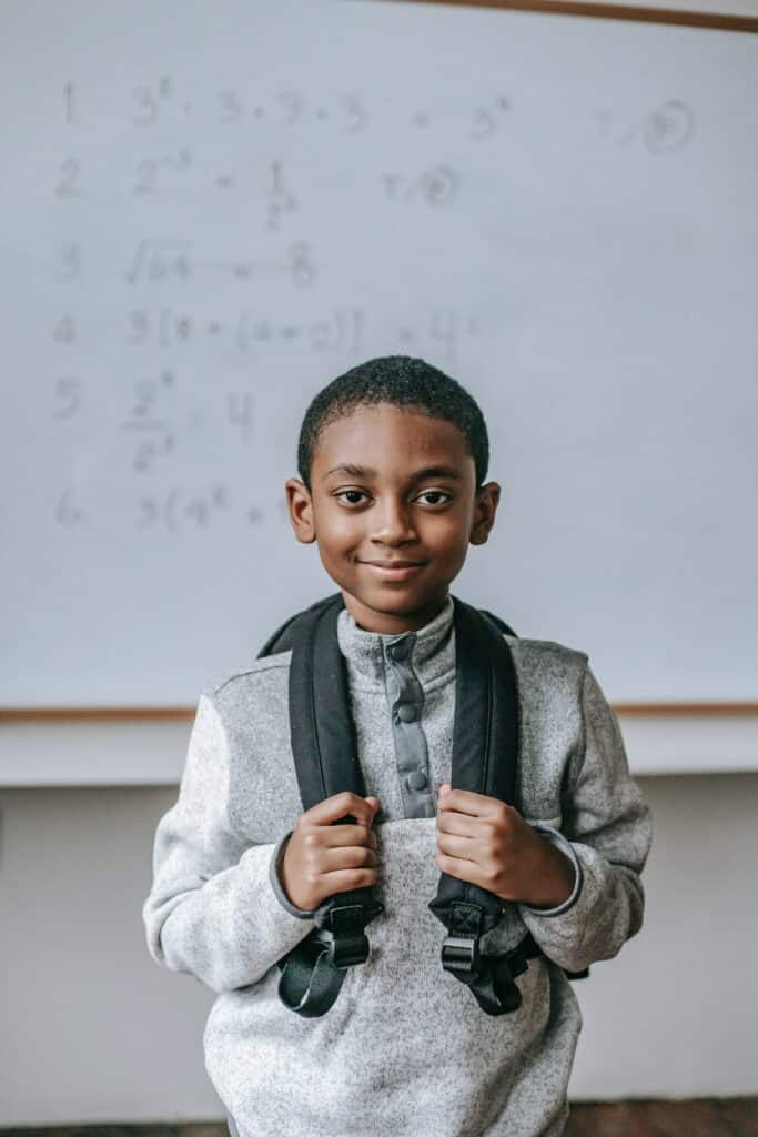 Boy wearing a backpack