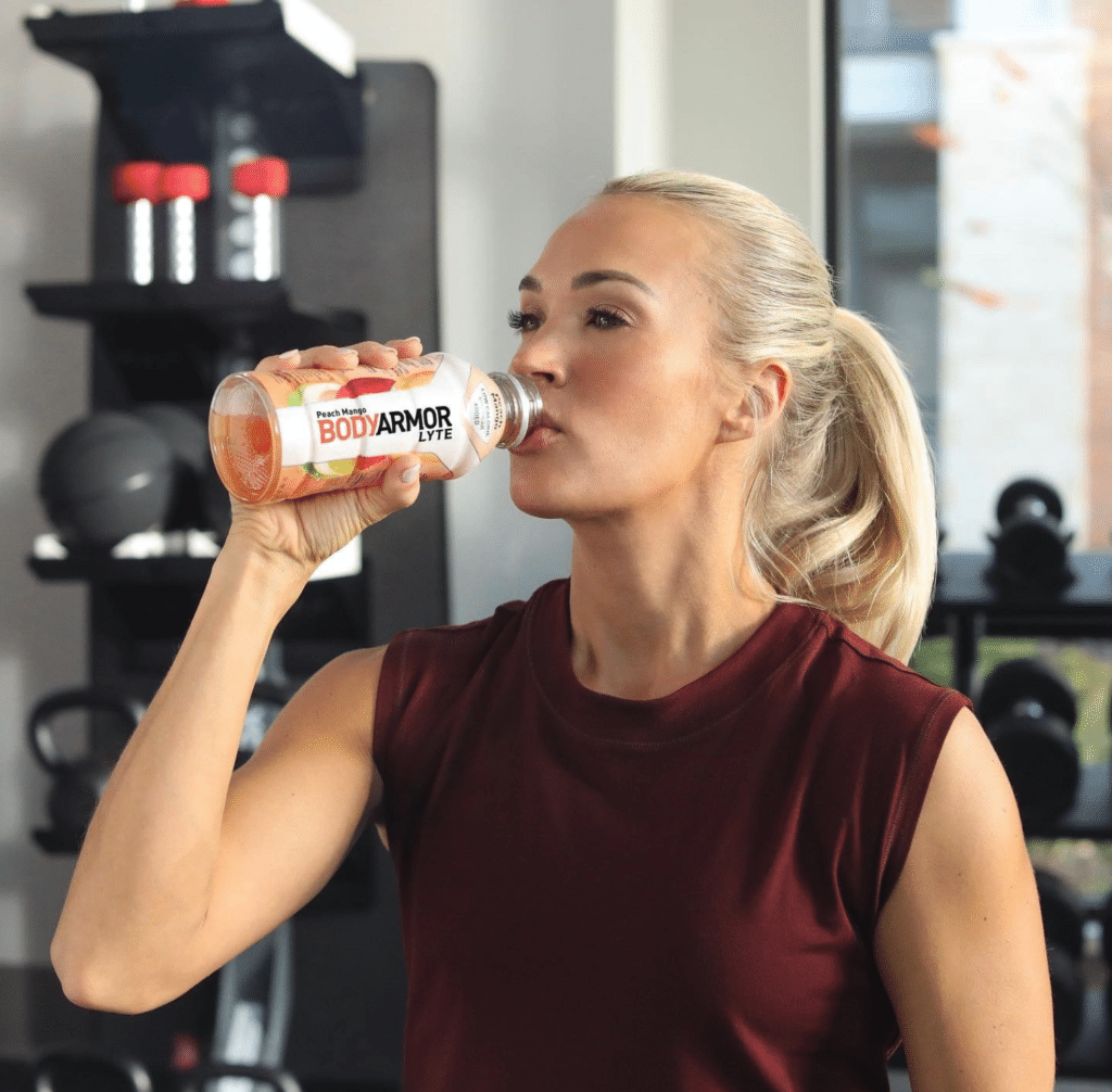 Carrie Underwood drinking Body Armor